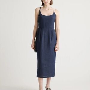 Quince European Linen Blue Midi Dress